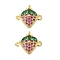 Brass Pave Green & Hot Pink Cubic Zirconia Fruit Connector Charms, Strawberry Links, Cadmium Free & Lead Free, Long-Lasting Plated, Rack Plating, Real 18K Gold Plated, 12x13.5x4.5mm, Hole: 1.2mm and 1.4mm.