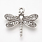 Tibetan Style Alloy Pendants, Dragonfly, Cadmium Free & Lead Free, Antique Silver, 19x21x3mm, Hole: 2mm