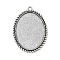 Tibetan Style Alloy Pendant Cabochon Settings, Cadmium Free & Lead Free, Oval, Antique Silver, Tray: 40x30mm, 51x37x2mm, Hole: 3mm