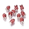 Alloy Enamel Beads, Flower, Red, Silver Color Plated, 11x7mm, Hole: 1.8mm, Inner Diameter: 3.5mm