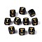 Opaque Acrylic Beads, Golden Metal Enlaced, Cube with Letter, Black, Letter T, 4.5~5x4.5~5x4.5~5mm, Hole: 2mm, about 6250pcs/500g