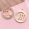 Zinc Alloy Crystal Rhinestone Pendants, Flat Round, Constellation, Light Gold, Scorpio, 21x18mm