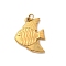304 Stainless Steel Pendants, Ion Plating(IP), Ocean Theme, Real 18K Gold Plated, Fish, 19x15x2mm, Hole: 2.5mm