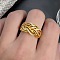 Brass Micro Pave Cubic Zirconia Finger Rings, Golden, US Size 7(17.3mm)