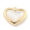 Brass Pave Shell Heart Charms, Real 18K Gold Plated, 12x15x4mm, Hole: 1.2mm