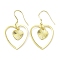 Rack Plating Brass Dnagle Earrings, Heart, Long-Lasting Plated, Real 18K Gold Plated, 40.5x22mm