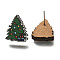 Christmas Printed Wood Stud Earrings for Women, with 316 Stainless Steel Pin, Platinum, Christmas Tree, 17x14mm, Pin: 0.6mm