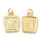 Brass Charms, with Jump Ring, Long-Lasting Plated, Lead Free & Cadmium Free, Trapezoid with Heart Charm, Real 18K Gold Plated, 14.5x11x2mm, Hole: 3mm