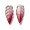 Electroplate Glass Pendant, with Glitter Gold Powder, Leaf Charms, Dark Red, 23x10x3mm, Hole: 1.2mm
