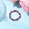 Natural Red Tourmaline Beaded Stretch Rings for Women, with Glass Seed Beads, Faceted Round, Inner Diameter: 19mm