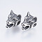 316 Surgical Stainless Steel Beads, Wolf, Antique Silver, 12x11x14mm, Hole: 2mm