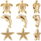 12Pcs 3 Styles Rack Plating Brass Beads, Dolphin/Starfish/ Sea Turtle, Real 18K Gold Plated, 8.5~10x9~10x3.5~4mm, Hole: 1.2~1.4mm, 3 styles, 4pcs/style, 12pcs