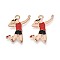 Alloy & Enamel Pendants, Sportsman Charms, Golden, Red, 24.5x16x1mm, Hole: 1.8mm