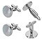 2 Pairs Brass Natural Shell Cufflinks, Flat Round, Platinum, 28.5x17mm