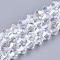 Electroplate Glass Beads Strands, Pearl Luster Plated, Faceted, Bicone, Clear, 6x5.5~6mm, Hole: 1mm, about 44~47pcs/strand, 11.02 inch