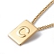Stainless Steel Initial Letter Rectangle Pendant Necklace for Men Women, Golden, Letter.C, 18.11~18.5 inch(46~47cm)