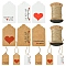 96Pcs 6 Styles Paper Gift Tags, Hange Tags, For Arts and Crafts, with Jute Cord, Rectangle, Mixed Color, 50x30x0.4mm, Hole: 5mm, 16pcs/style
