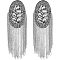 2Pcs Detachable Iron Tassel Epaulettes, Retro Rhinestone Shoulder Badges, with Cloth Findings & Pin, Platinum, 185x54x14.5mm