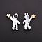 Baking Painted Alloy Pendants, Astronaut Lift the Stars, White, 21x16.5x4.5mm, Hole: 1.5mm