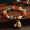 Gourd & Pumpkin Resin Beaded Charm Bracelets, Lucky Bracelets for Men Women, with Glass Seed Beads, Colorful, 6-7/8 inch(17.5cm)