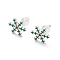 Christmas Theme Brass Stud Earrings, Platinum, Snowflake, 9x9mm