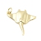 Brass Pendants, Manta Ray Charms, Rack Plating, Lead Free & Cadmium Free, Long-Lasting Plated, with Jump Ring, Real 18K Gold Plated, 20.5x21.5x4.5mm, Hole: 3.4mm