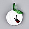 Handmade Lampwork Pendants, Pumpkin with Ladybug, White, 40~42x29~30x12~14mm, Hole: 6~7x5~6mm