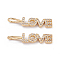 Brass Micro Pave Clear Cubic Zirconia Pendants, Long-Lasting Plated, Word Love, for Valentine's Day, Real 18K Gold Plated, 24x5x1.6mm, Hole: 3x4mm