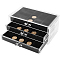 Plastic Jewelry Box, with 3 Drawers, Velvet Jewelry Organiser, for Rings, Bracelets, Necklaces, Brooches, Earrings, Black, 13.6x23.6x10.5cm, Inner Diameter: 37.5x37.5mm