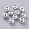 201 Stainless Steel Beads, Round, Silver, 6x5mm, Hole: 1.8mm