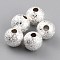 Long-Lasting Plated Brass Beads, Textured Beads, Round, 925 Sterling Silver Plated, 5mm, Hole: 1.5mm