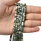 Natural Green Spot Jasper Beads Strands, Square, 4.5x4.5x2.5mm, Hole: 1mm, about 46~51pcs/strand, 14.57~15.35''(37~39cm)
