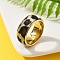 304 Stainless Steel 10mm Finger Rings for Women, with PU Leather Fur, Real 14K Gold Plated, Inner Diameter: 19.7mm