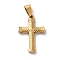PVD Vacuum Plating 304 Stainless Steel Pendants, Cross Charms, Religion, Golden, 24x16x3mm, Hole: 7x3.5mm
