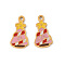304 Stainless Steel Enamel Charms, PVD Vacuum Plating, Christmas Tree Charm, Real 18K Gold Plated, Pink, 12.5x7x1mm, Hole: 1mm