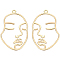 Brass Open Back Bezel Pendants, For DIY UV Resin, Epoxy Resin, Pressed Flower Jewelry, Face, Real 18K Gold Plated, 43.5x25.5x1mm, Hole: 2mm, 10pcs/box