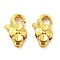 Brass Lobster Claw Clasps, Clover, Golden, 25x15x5.5mm, Hole: 2mm