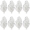 Computerized Embroidery Cloth Iron on/Sew on Patches, Appliques, Costume Accessories, with Rhinestone and Seed Beads, Leaf, Clear, 41.5x26x3mm, 8pcs/set
