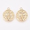 Brass Pendants, Nickel Free, Flat Round with Jesus, For Easter, Real 18K Gold Plated, 18x15x3.5mm, Hole: 1.6mm