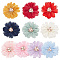 10Pcs 10 Colors Silk Cloth Flower, with Plastic Pearl with Rhinestones, DIY Garment Accessories, Mixed Color, 83~84x83~85x16mm, 1pc/color