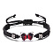 Alloy Link Bracelets, Polyester Cord Braided Bracelets for Women, Butterfly, Black, 6-1/4~11-3/4 inch(16~30cm)