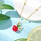 Resin Fruit Pendant Necklaces, Brass Satellite Chain Necklaces, Golden, Red, Apple, 17.68 inch(44.9cm), Pendant: 14x13mm
