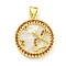 Brass Micro Pave Clear Cubic Zirconia Pendants, Cadmium Free & Nickel Free & Lead Free, with Shell, Real 18K Gold Plated, Sagittarius, 19x16.8x3mm, Hole: 4x3.5mm