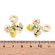 Европейские подвески-шармы из латуни с микропаве из прозрачных кубических цирконий и эмали KK-T079-83G-3