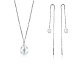 Комплекты ожерелий и сережек из стерлингового серебра S925 с прозрачными кубическими цирконами в форме капли ZZ8208-3-1
