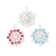 3 шт. подвески-снежинки из стеклянного бисера PALLOY-MZ01080-1