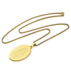 Овальное ожерелье из нержавеющей стали 201 с подвеской в виде Девы Марии NJEW-S007-02G