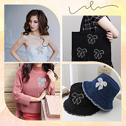 8 шт. 2-х цветные аппликации со стразами в виде банта с горячей фиксацией DIY-CP0009-66