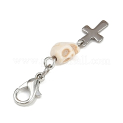 Украшения с подвесками в виде черепа из синтетической бирюзы&nbsp;HJEW-JM03808-01