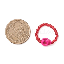 7 шт. стеклянные кольца из бирюзы и синтетического окрашенного камня для женщин RJEW-TA00209